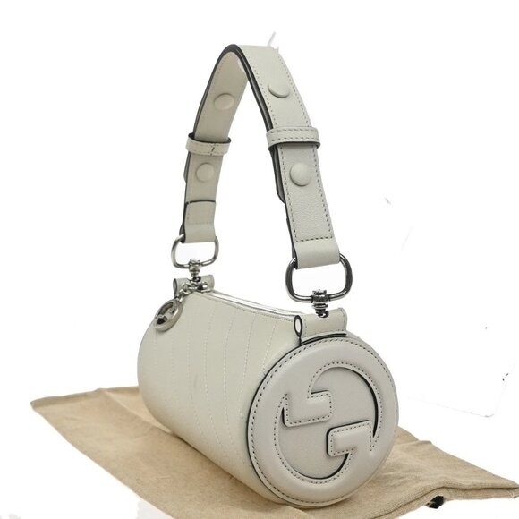 GUCCI Logo Blondie Interlocking GG Mini Shoulder Bag Leather White 728-082725 - Picture 3 of 16